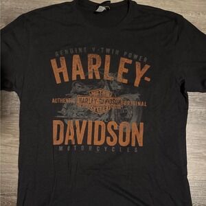 Harley Davidson Motorcycles Graphic T Shirt Mens XL Black Valparaiso Indiana